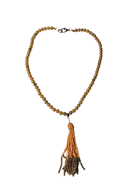 ORANGE & GOLD TASSEL NECKLACE