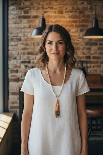 ORANGE & GOLD TASSEL NECKLACE